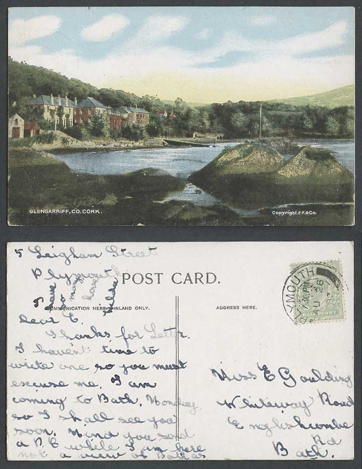 Ireland, Glengarriff Co. Cork 1907 Old Colour Irish Postcard Islands, Panorama