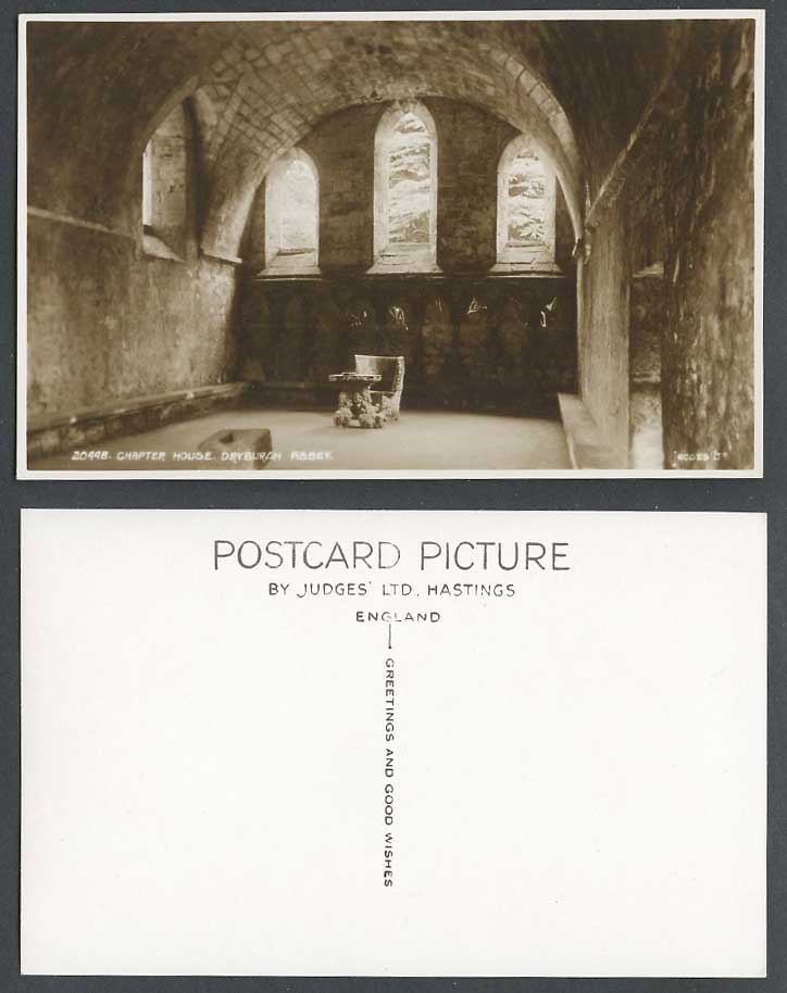 Dryburgh Abbey, Chapter House, Church Interior, Scotland Old Real Photo Postcard