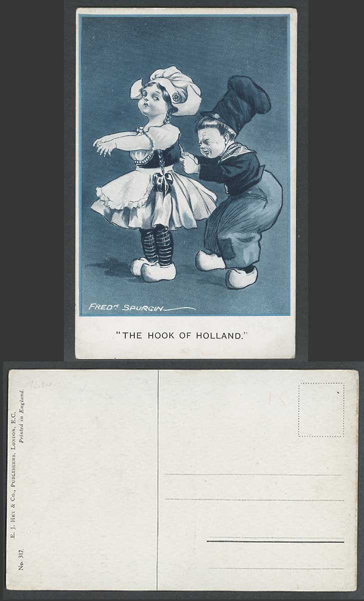 Fred Spurgin Old Postcard The Hook of Holland Dutch Boy & Girl Children Costumes