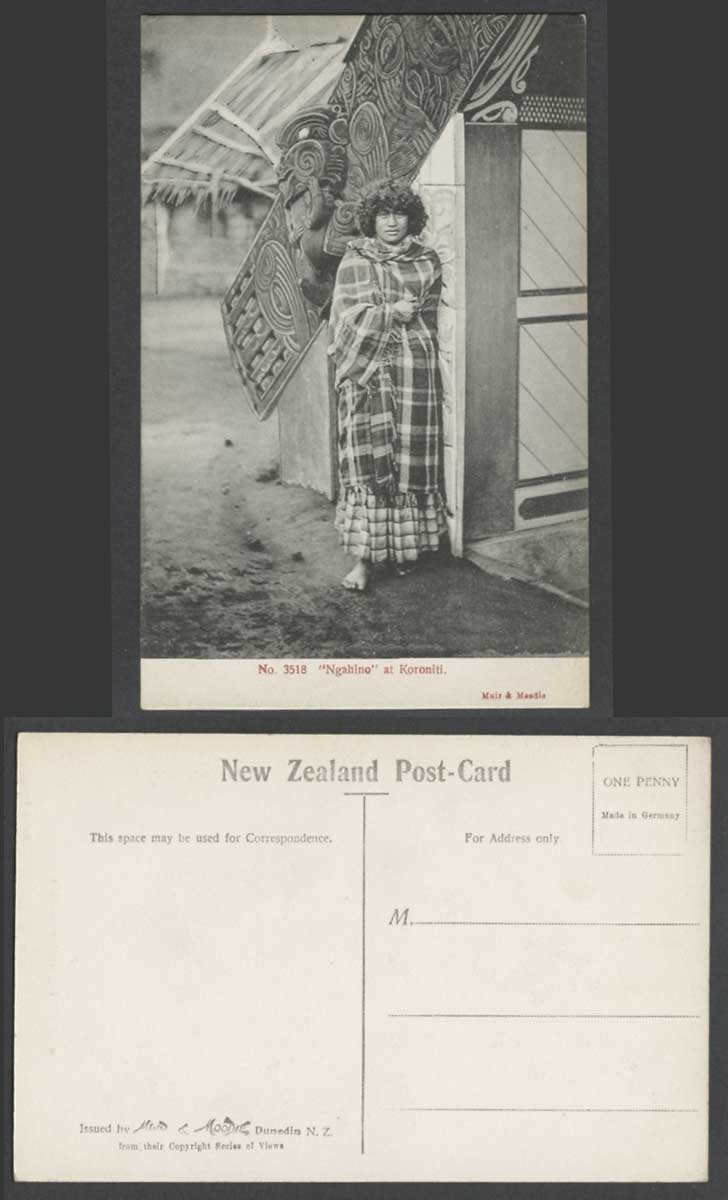 New Zealand Old Postcard Ngahino at Koroniti, Native Maori House Costumes Ethnic