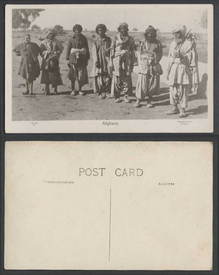 Afghanistan Old Real Photo Postcard Afghans Native Afghan Men Boy Group Costumes