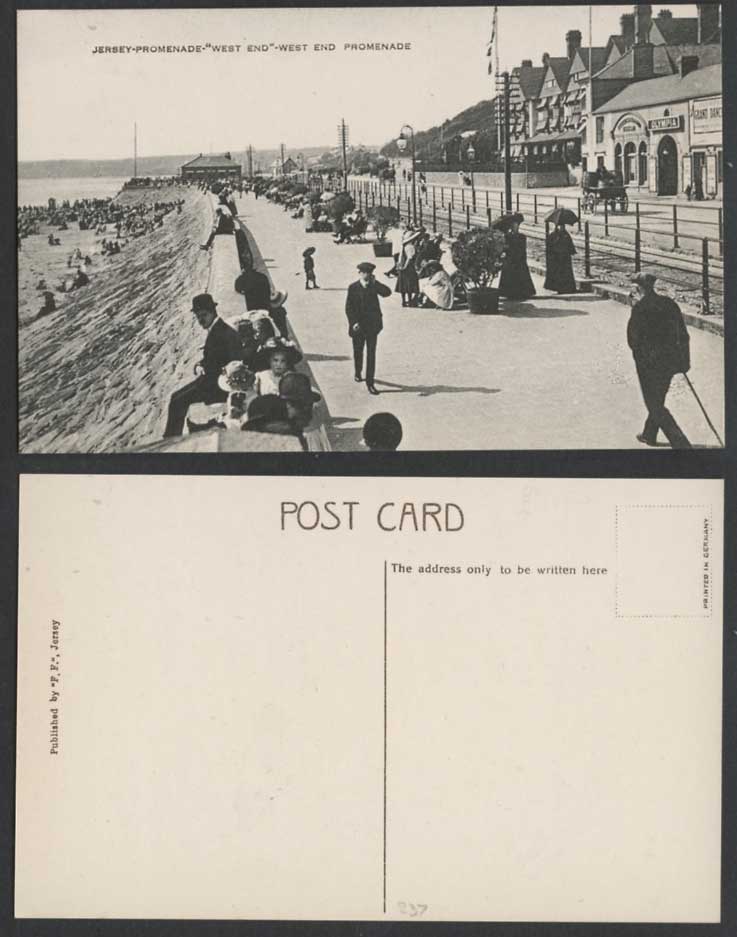 Jersey Old Postcard West End Promenade OLYMPIA Beach Seaside Channel Island F.F.