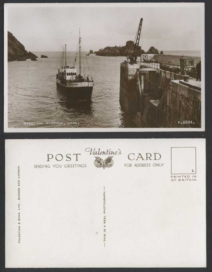 Sark Maseline Harbour Ferry Boat Ship Jetty Rocks Island Old Real Photo Postcard