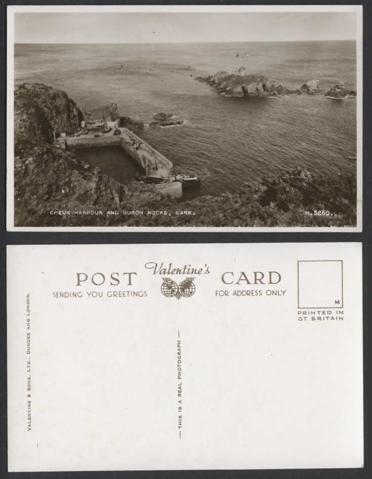 Sark Creux Harbour & Buron Rocks, Jetty Ship Boat Tunnel Old Real Photo Postcard