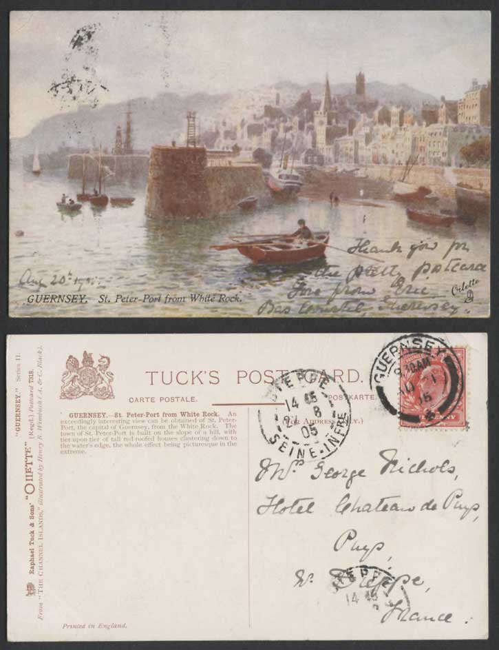 Guernsey 1905 Old Tuck's Postcard St. Peter Port from White Rock by H.B. Wimbush