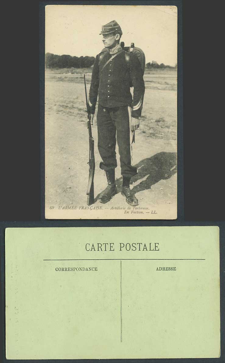 WW1 Soldier, Artillerie de Forteresse en Faction Fortress Artillery Old Postcard