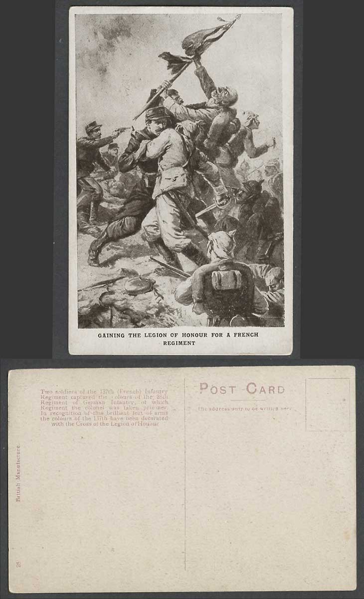 WW1 Gaining Legion of Honour For French Regiment, Infantry Soldiers Old Postcard