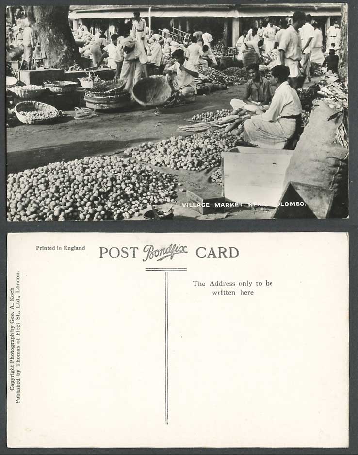 Ceylon Old Real Photo Postcard Native VILLAGE MARKET near COLOMBO Sellers Vendor