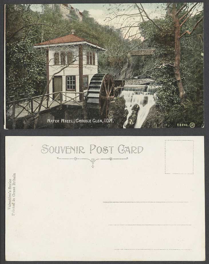 Isle of Man Old Postcard Groudle Glen Water Wheel Mill Bridge Cascades Waterfall