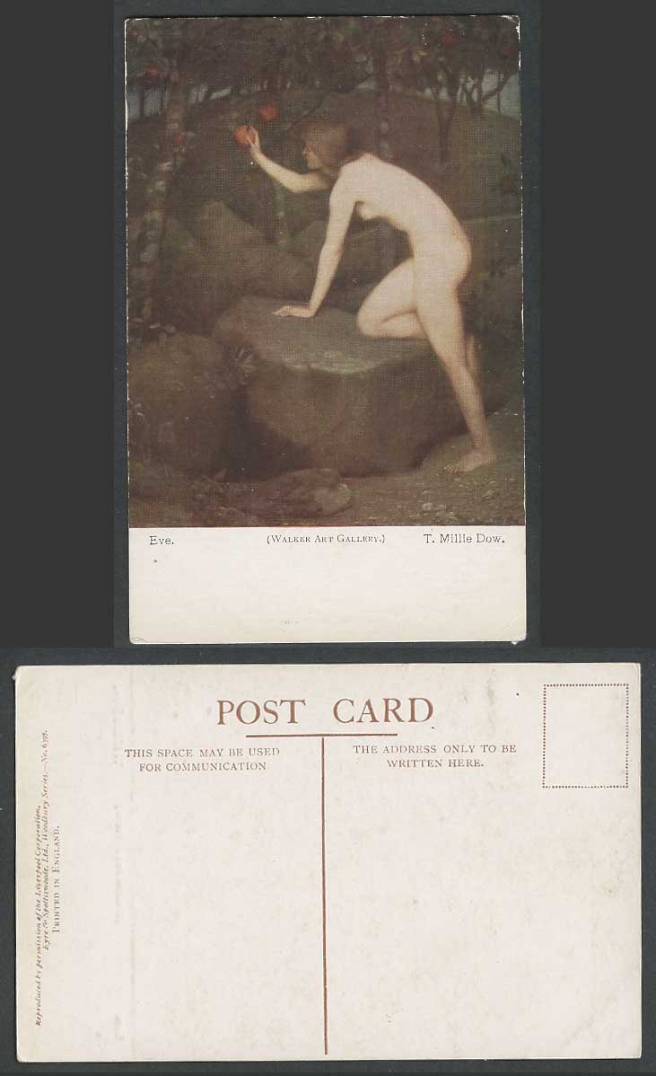 T. Millie Dow Eve Apple Trees Walker Art Gallery Woman Lady, ART Old Postcard
