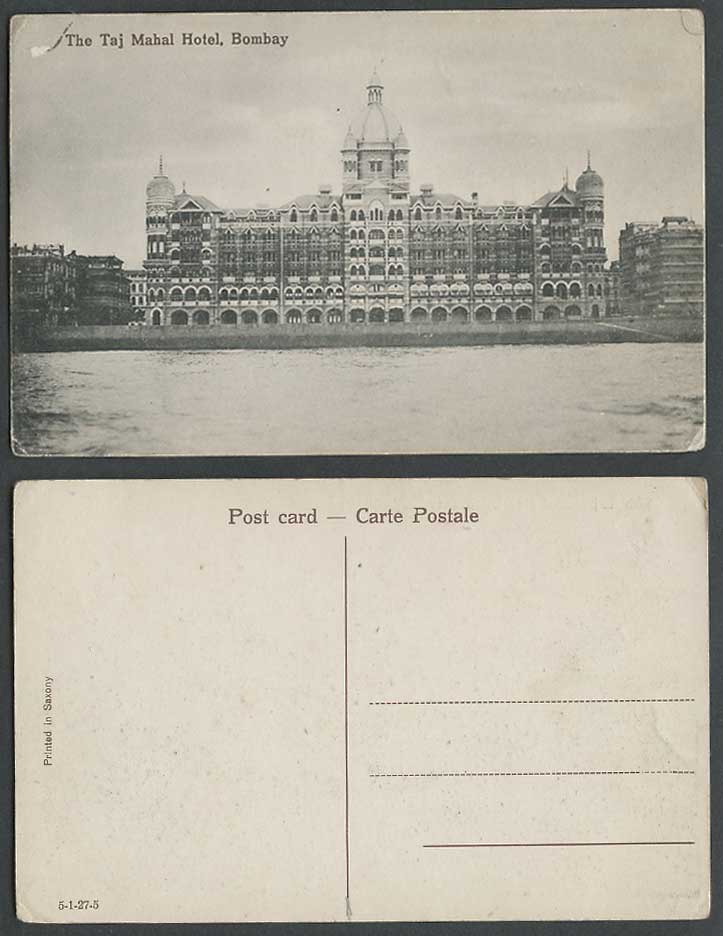 India Old Postcard Taj Mahal Hotel Building Front, Bombay, Panorama General View