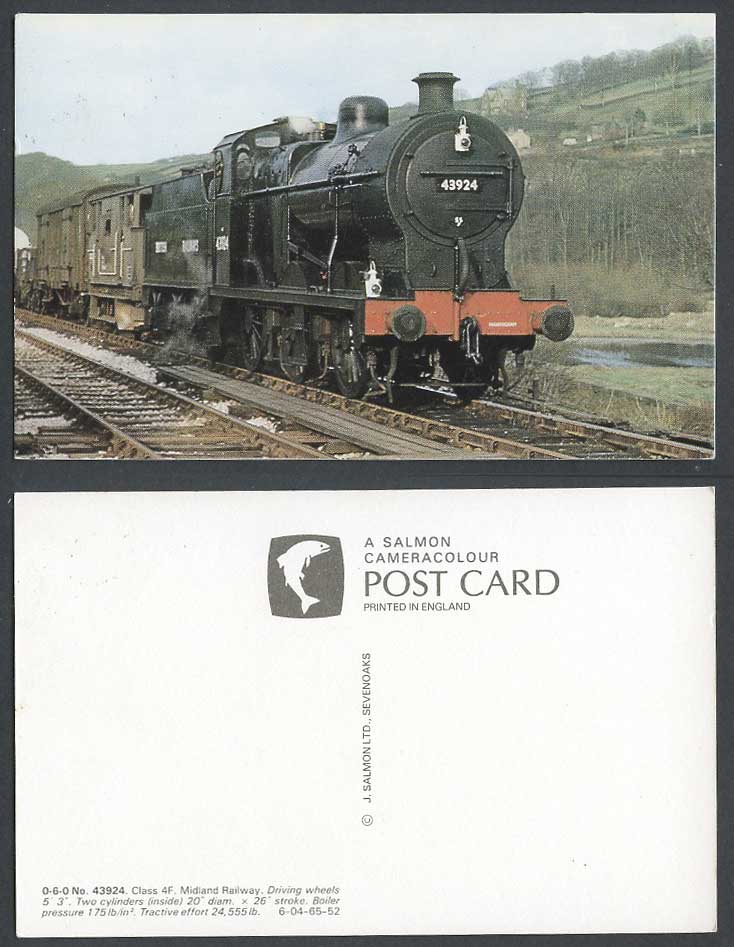 Midland Railway 43924, Class 4F, 0-6-0, Locomotive Engine Train, Colour Postcard