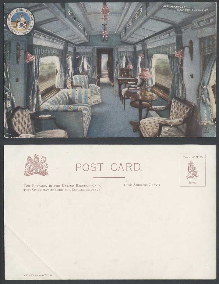 L&NWR Her Majesty's Day Compartment, Locomotive Train Interior Old Tuck Postcard