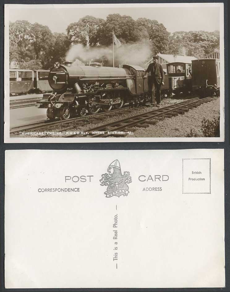 Hurricane Engine R.H. & D. Rly Hythe Station Model Locomotive Train Old Postcard