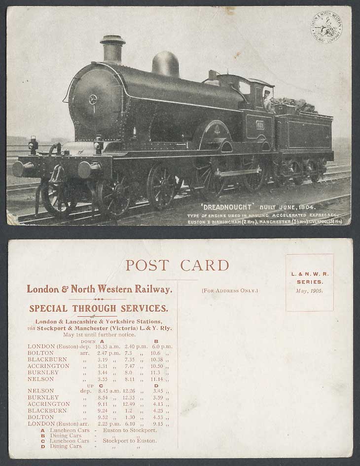 Dreadnought Built 1904, Locomotive Engine Accelerated Express Train Old Postcard