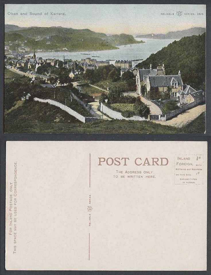 OBAN and Sound of Kerrera, Panorama General View Argyllshire Old Colour Postcard