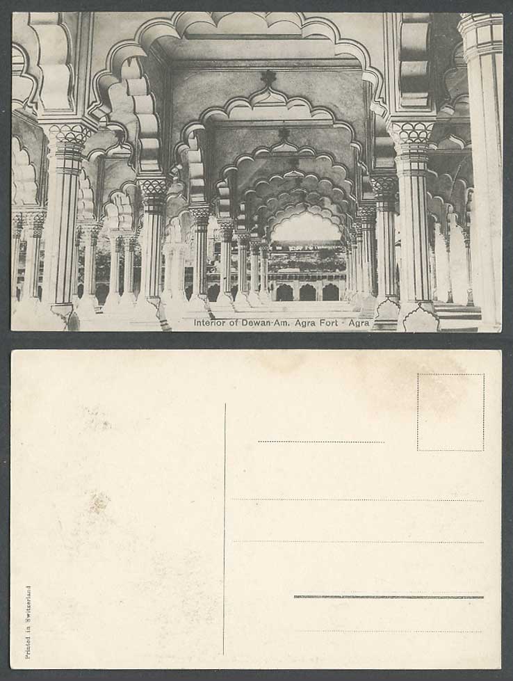 India Old Postcard Interior of Dewan Am Agra Fort Fortress Beautiful Arches Gate