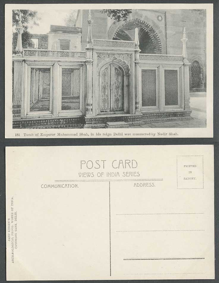India Old Postcard Tomb of Emperor Muhammad Shah, Delhi Massacred by Nadir Shah