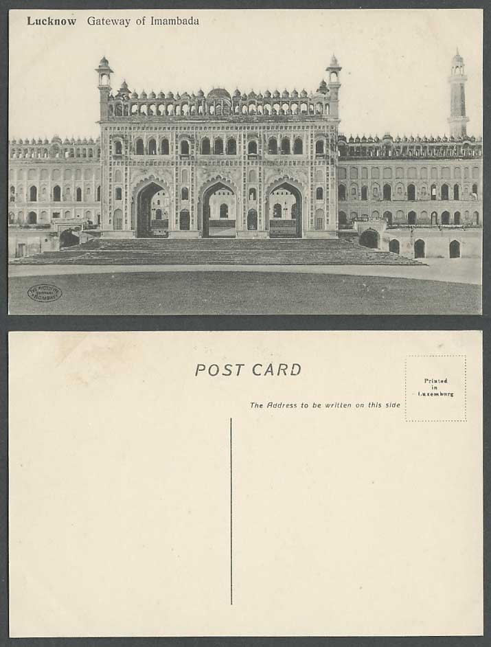 India Old Postcard Gateway of Great Imambada at Lucknow, Gate Gates Steps Towers