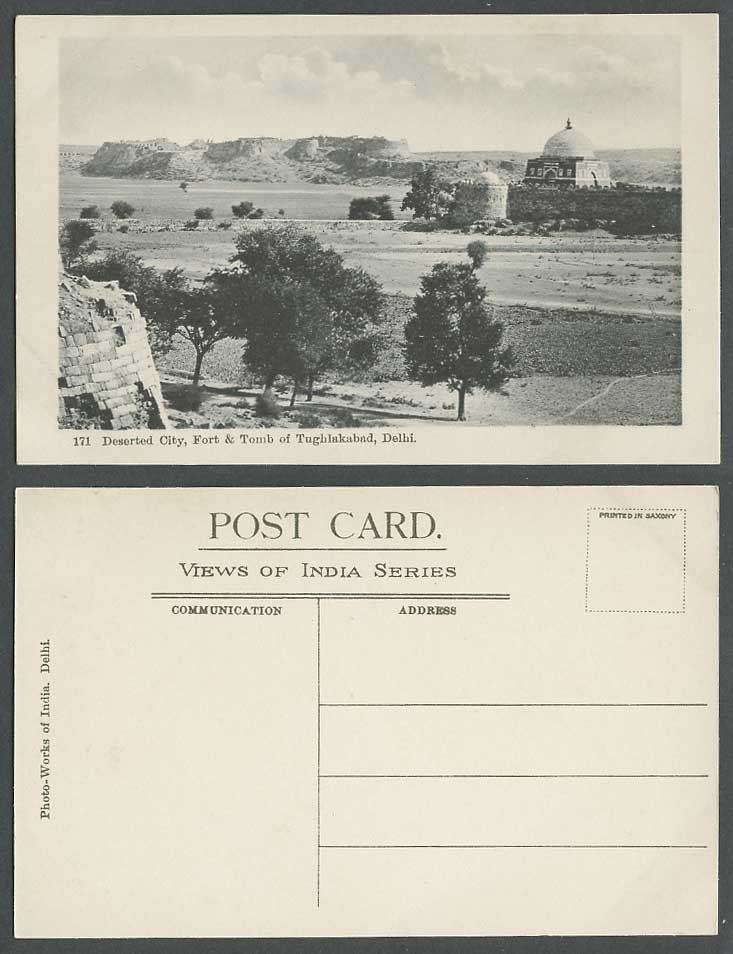 India Old Postcard Deserted City Fort and Tomb of Tughlaqabad Tughlakabad, Delhi