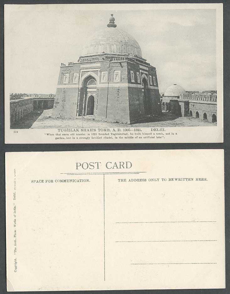 India Old Postcard Tughlak Shah's Tomb AD1305-1321 Delhi Tughlakabad Tughlaqabad
