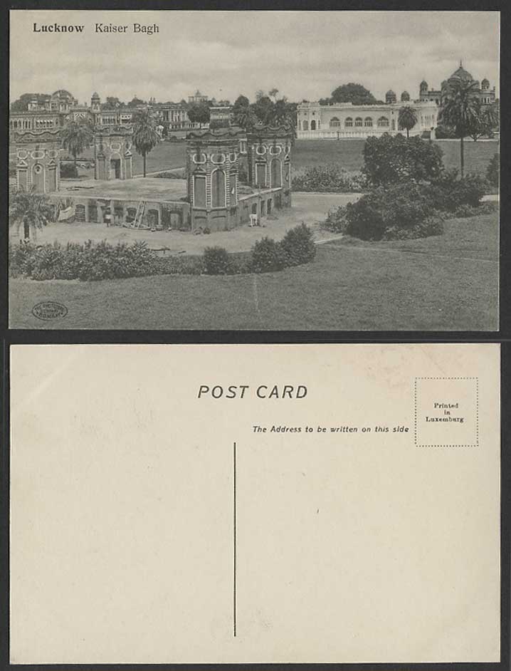 India Old Postcard Kaiser Bagh, Lucknow, Palm Trees The Phototype Company Bombay
