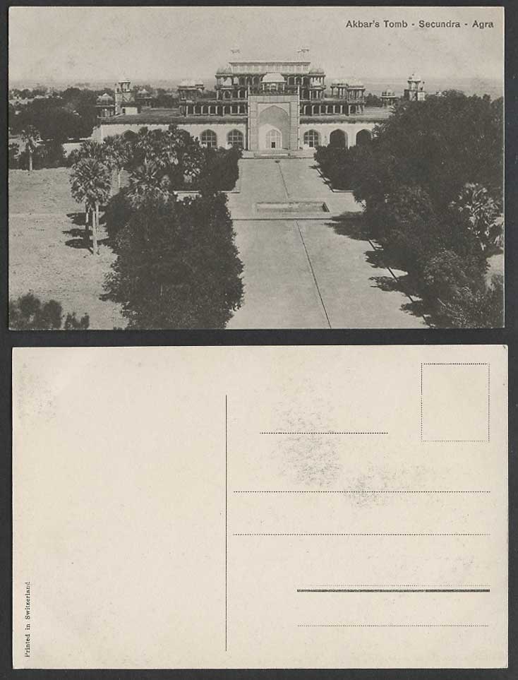 India Old Postcard Akbar Akbar's Tomb Secundra Agra Mausoleum Fountain Palm Tree