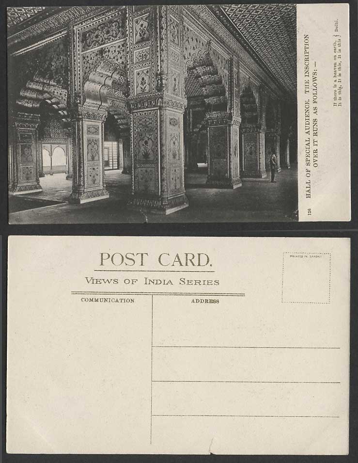 India Old Postcard Delhi Hall of Special Audience, a Heaven on Earth Diwan-i-Kha