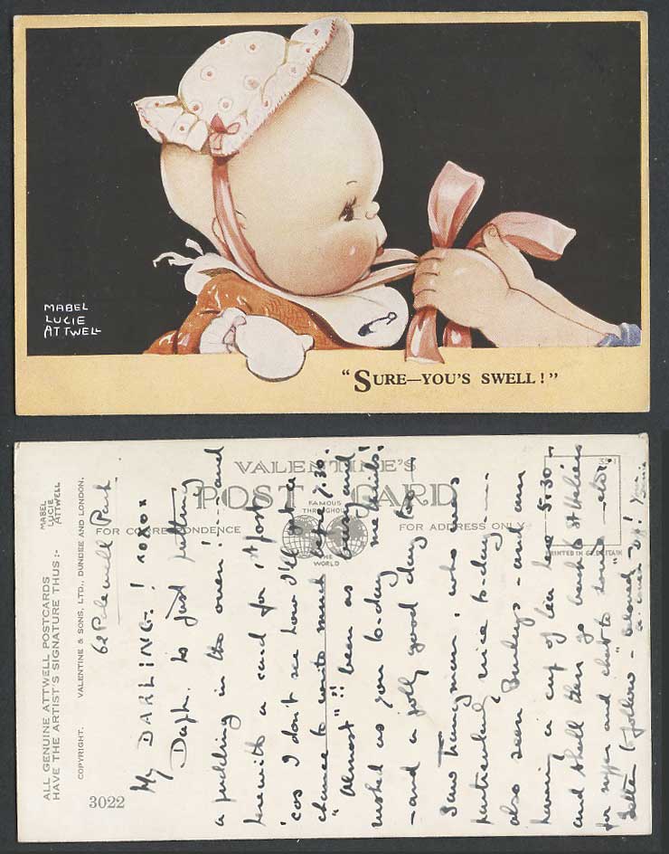 MABEL LUCIE ATTWELL Old Postcard Sure You's Swell Children Cute Little Baby 3022