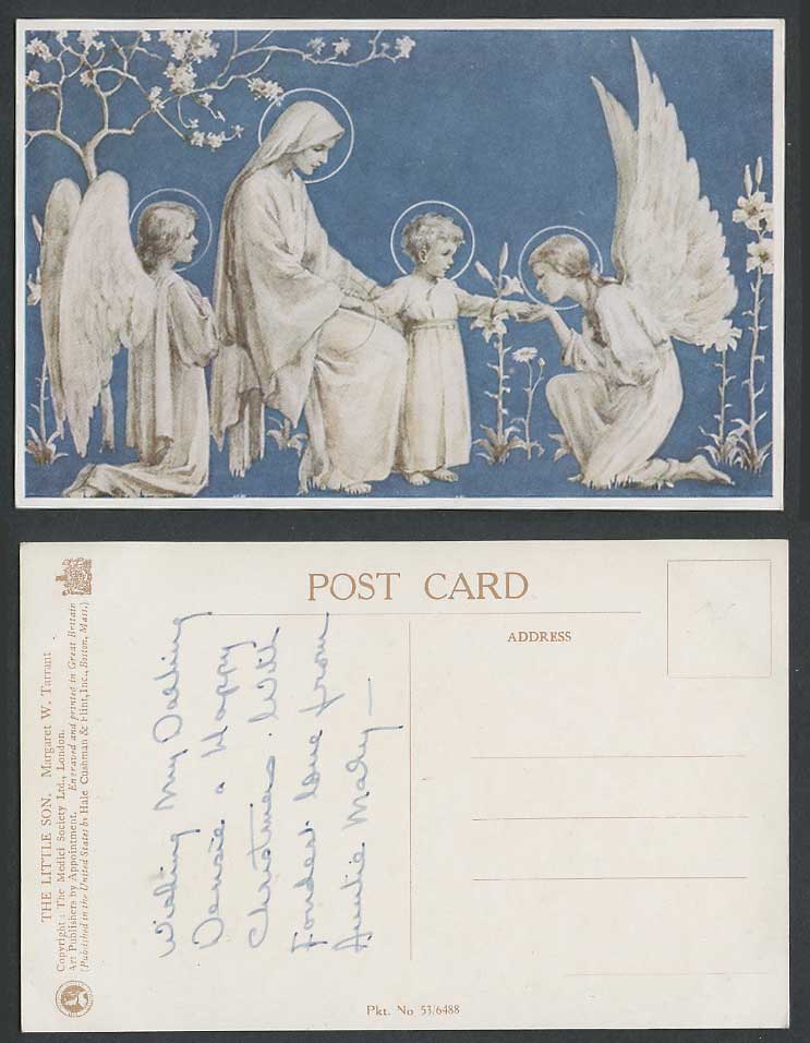 Margaret W. Tarrant Old Postcard The Little Son, Angels Boy Jesus & Virgin  Mary