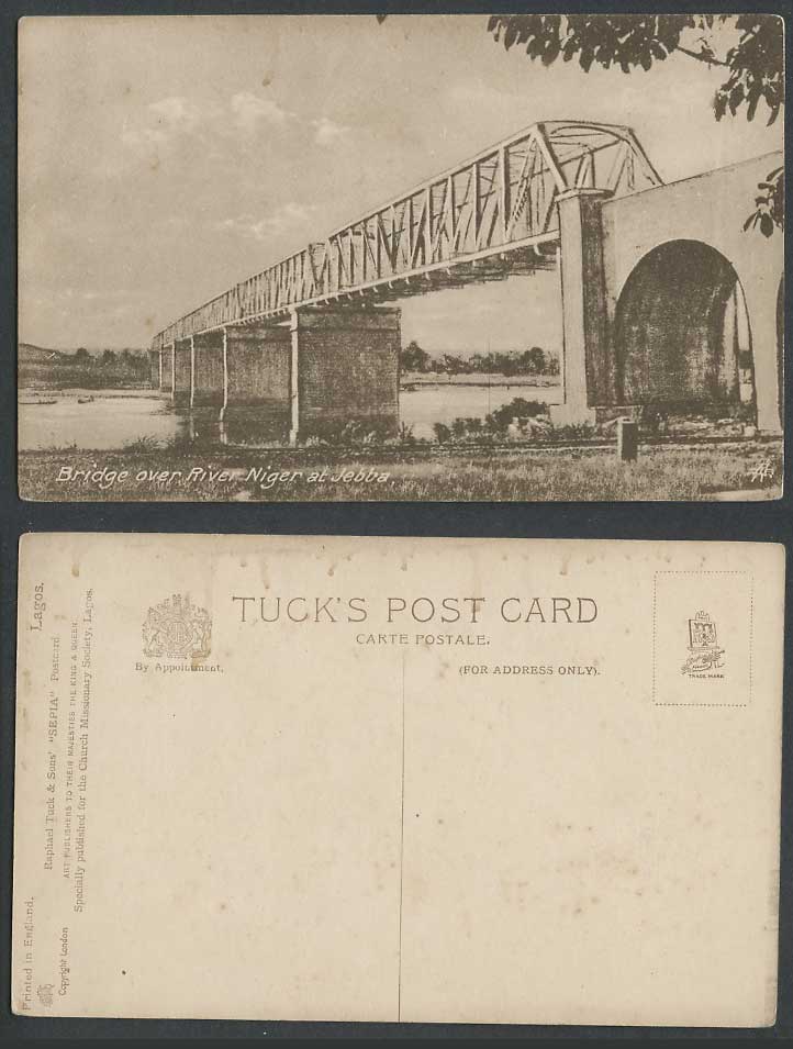 Nigeria Old Tuck's Postcard Lagos, Truss Bridge over River Niger Scene at Jebba
