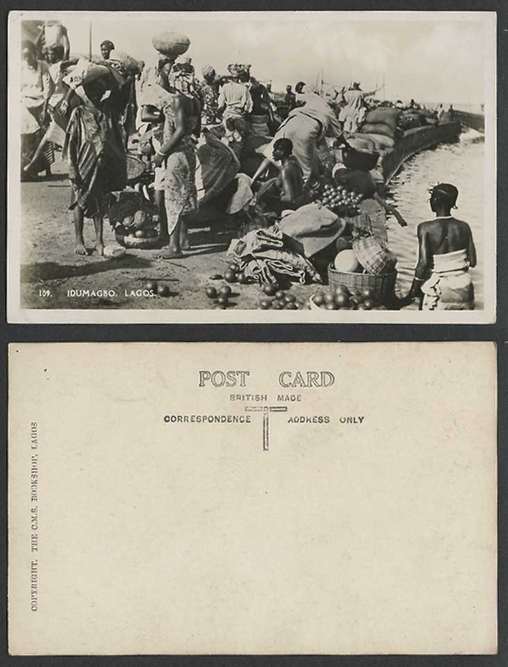 Nigeria Old Real Photo Postcard Idumagbo Lagos, Native Market Sellers Women, Boy