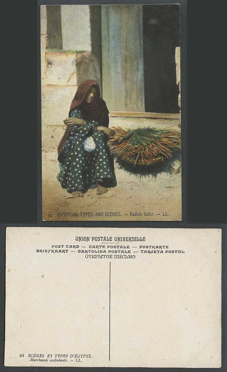 Egypt Old Colour Postcard Radish Seller, A Native Egyptian Woman Vendor L.L. 94