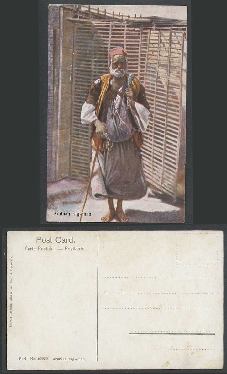 Egypt Old Colour Postcard A Native Arabian Rag-Man Barefoot Arab Arabe Costumes