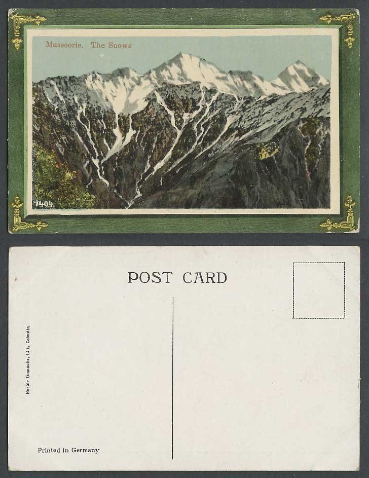 India Old Postcard General View of MUSSOORIE, Snows, Snow Snowy Mountains, Hills