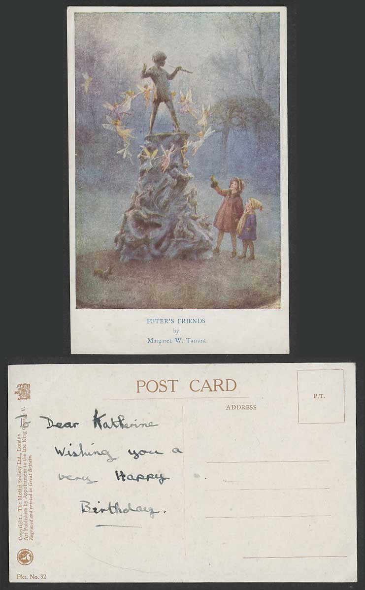 Margaret W Tarrant Old Postcard Peter's Friends PETER PAN Fairies Children Girls