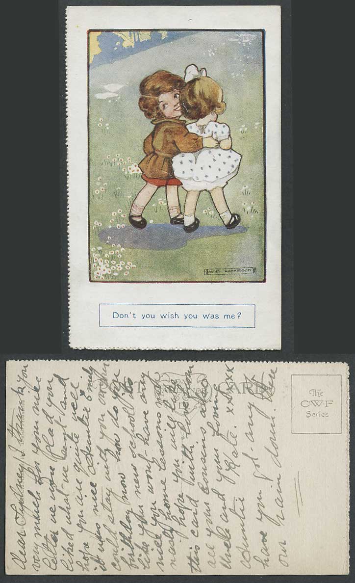 Agnes Richardson Artist Signed Postcard Don't You Wish You Was Me? Children Girl