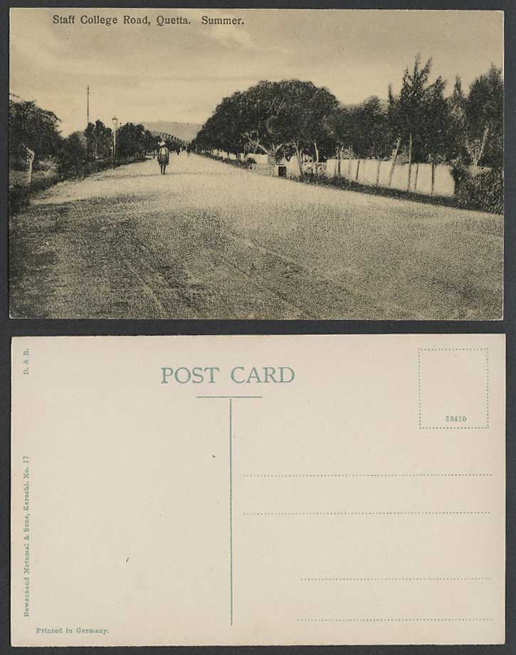 Pakistan Old Postcard Staff College Road Quetta Summer Street Scene BritishIndia