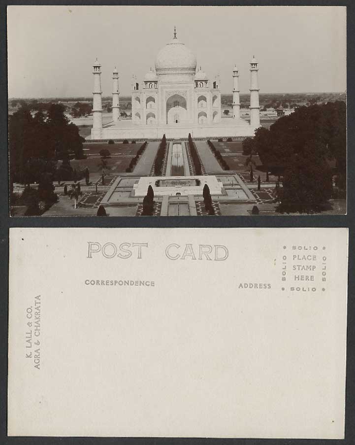 India Old Real Photo Postcard TAJ MAHAL Agra Emperor Shah Jahan Mumtaz Maha Gdns