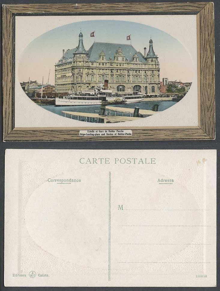 Turkey Old Postcard Constantinople Ships Landing Place Haidar-Pasha Station Boat