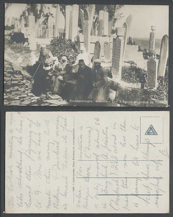 Turkey Constantinople Old RP Postcard Turkish Cemetery Turks Men Women Cimetiere