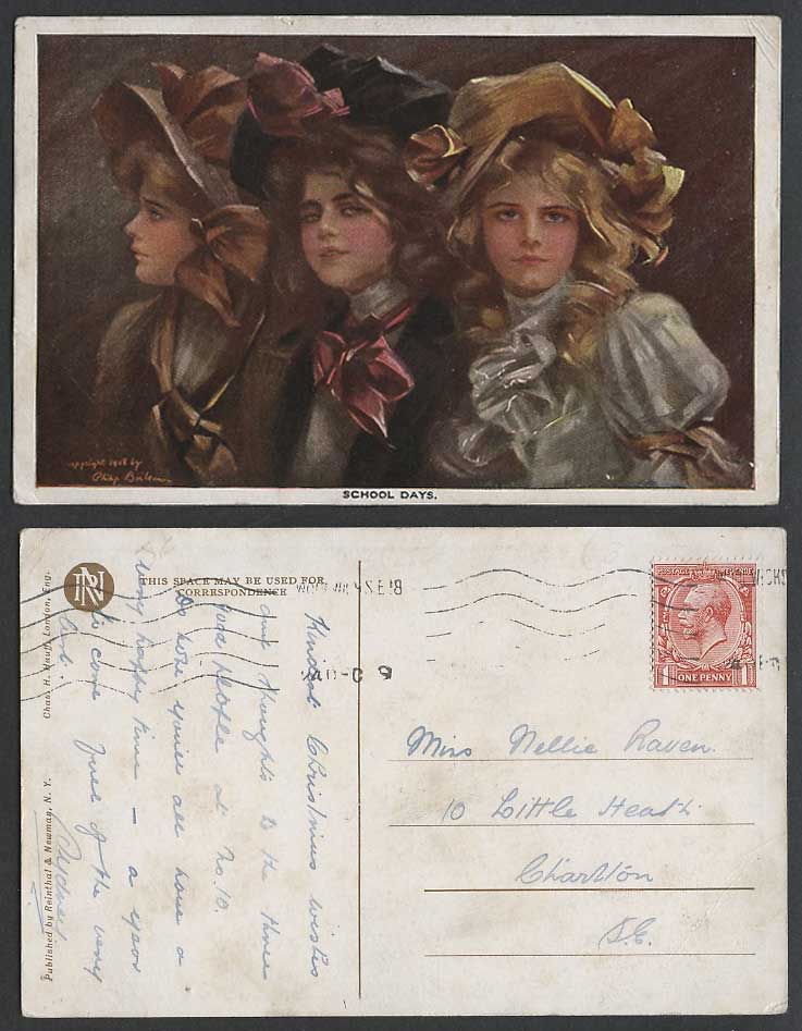 Philip Boileau 1908 Old Postcard Glamour Girls School Days Postally Used in 1919
