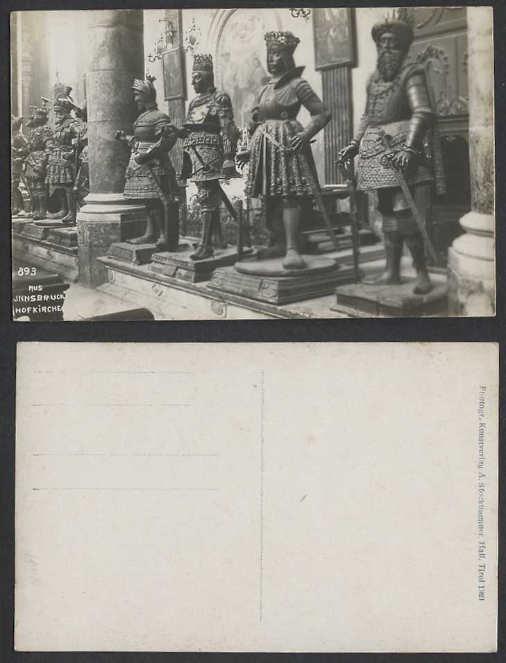 Austria Old Real Photo Postcard Aus Innsbrucker Hofkirche Knight Statues, Church