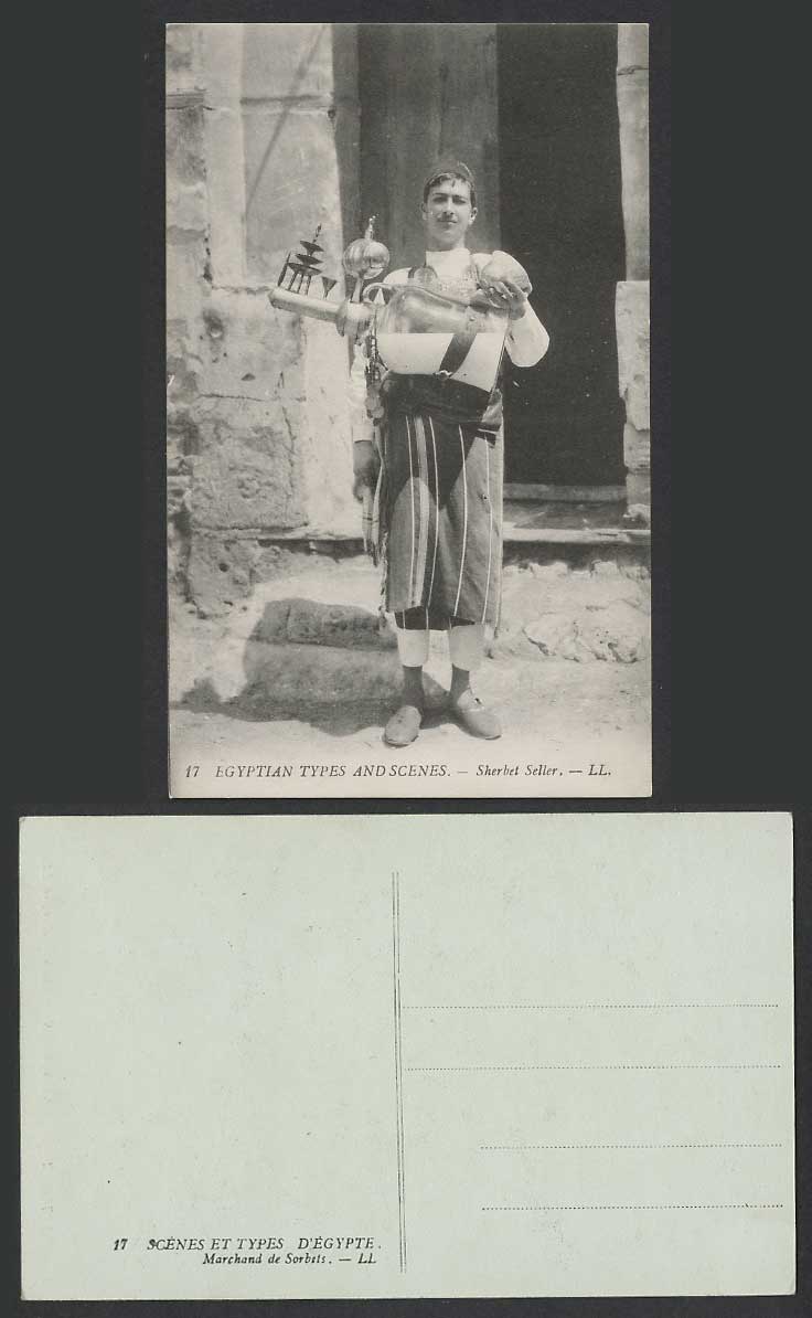 Egypt Old Postcard Native Sherbet Seller Vendor Man, Marchand de Sorbets L.L. 17