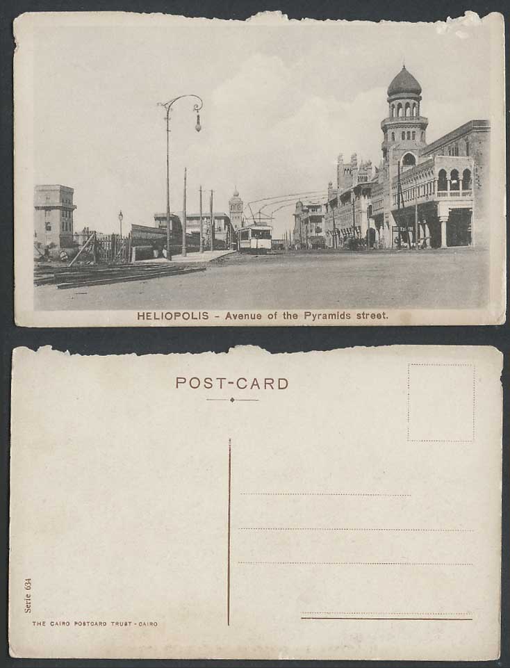 Egypt Old Postcard Heliopolis, Avenue of The Pyramids Street Scene, TRAM Tramway