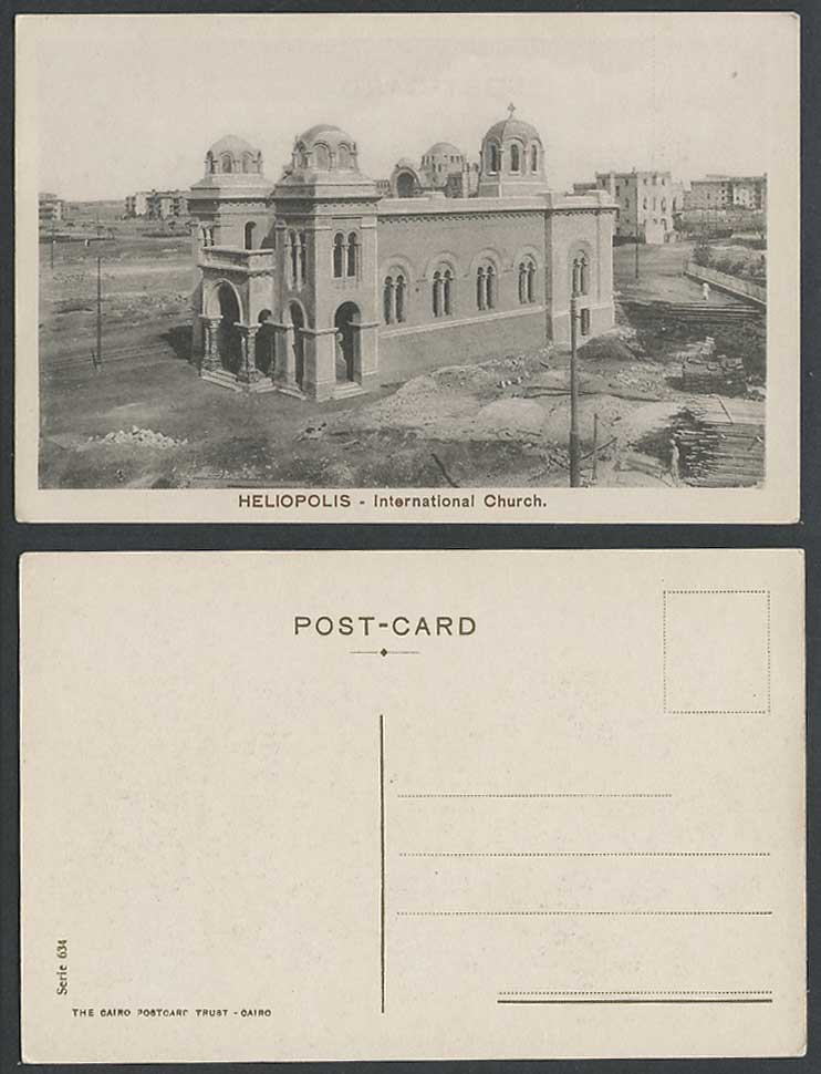 Egypt Old Postcard Heliopolis, International Church, Street Scene, General View