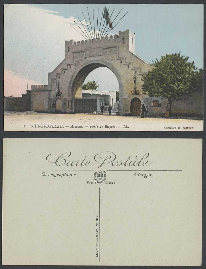 Algeria Old Colour Postcard Sidi-Abdallah, Arsenal, Porte de Bizerte Gate L.L. 1
