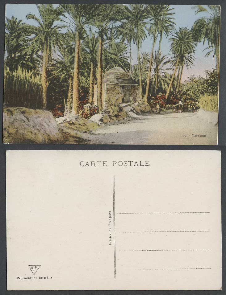 Algeria Old Colour Postcard Marabout, Palm Trees, North Africa E.M.T. No. 92