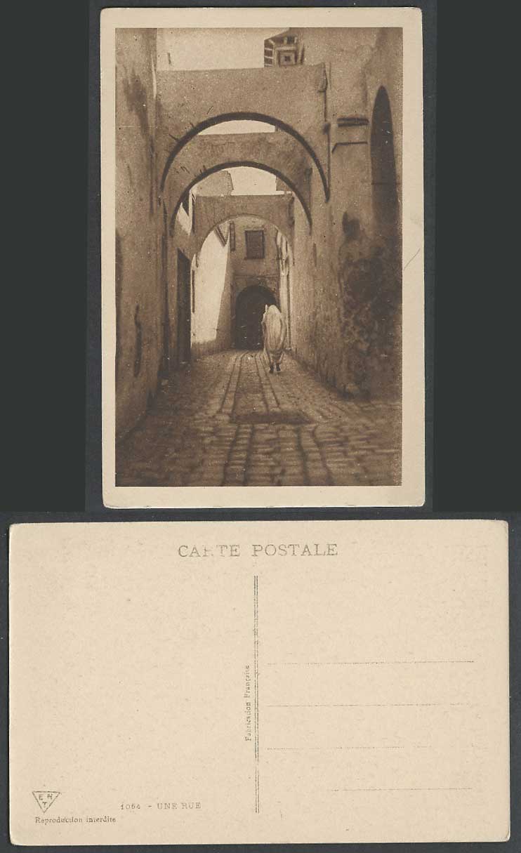 Tunisia Old Postcard Tunis, Une Rue, Native Street Scene, E.M.T. No. 1048 Unused