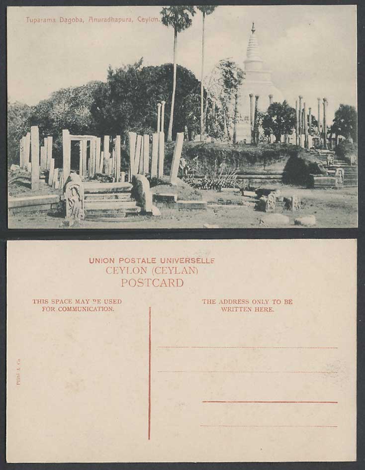 Ceylon Old Postcard Thuparama Dagoba, Anuradhapura Ruins, King Devanampiya Tissa